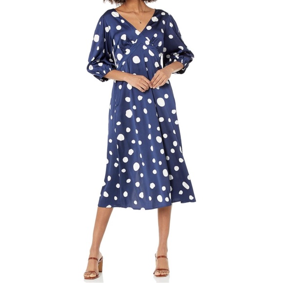 The Drop Dresses & Skirts - AMAZON THE DROP “Athena” navy abstract dot print dress